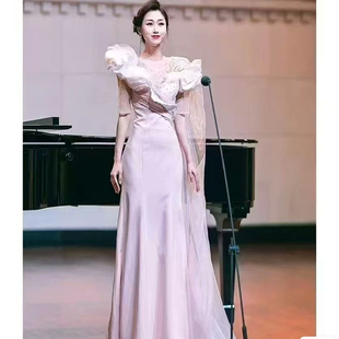 音乐会礼服艺考美声礼服裙舞台民歌独唱表演主持人礼服显瘦高端