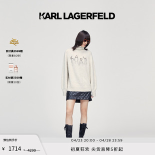 KARL 百搭毛衣女老佛爷 高领针织套头衫 LAGERFELD卡尔拉格斐春夏款