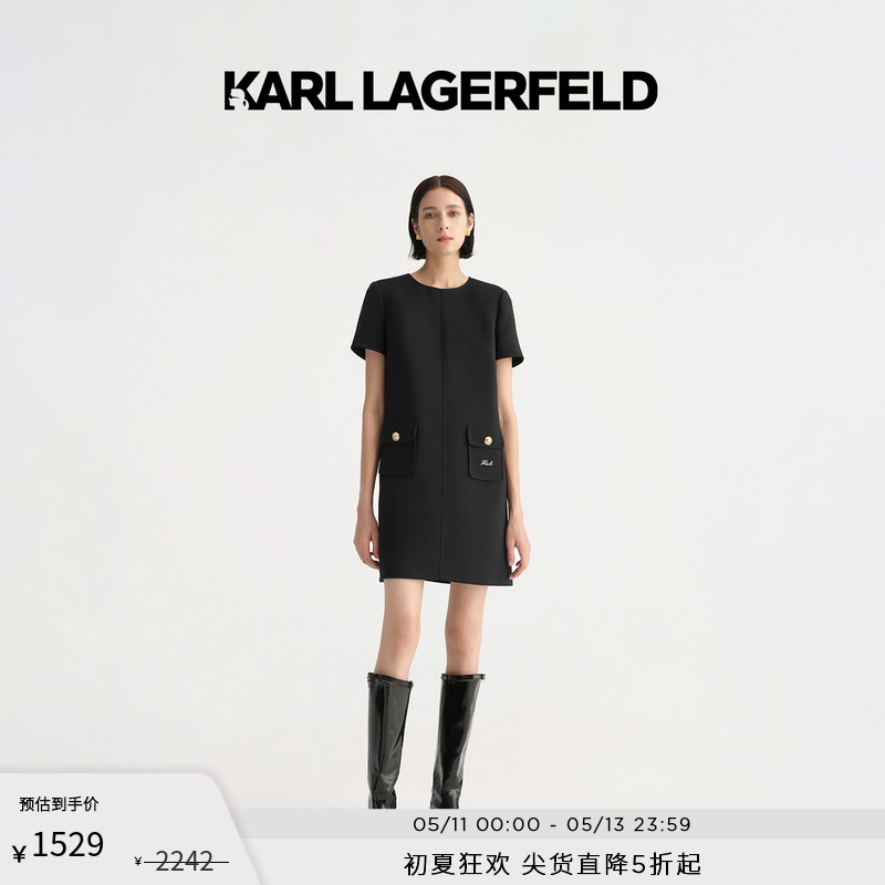 KARL LAGERFELD卡尔拉格斐春夏直身双袋karl草签连衣裙老佛爷-封面