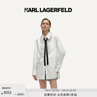 KARL 老佛爷241L1601 飘带白衬衫 LAGERFELD卡尔拉格斐2024春夏新款