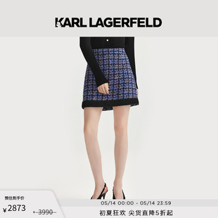 LAGERFELD卡尔拉格斐2023春夏新款 KARL 蓝色粗花呢半裙女236L1220