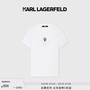 KARL T恤老佛爷男 白色前胸logo短袖 LAGERFELD卡尔拉格斐2023夏款