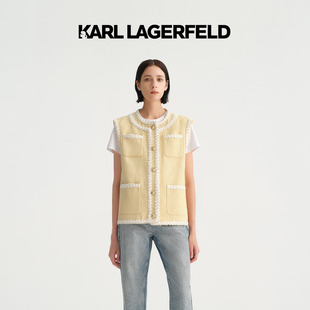 KARL LAGERFELD卡尔拉格斐春夏四袋箱型花边小香风马甲老佛爷