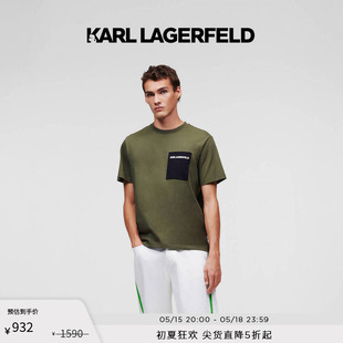 KARL 对比口袋男T恤老佛爷231M1708 LAGERFELD卡尔拉格斐夏新款