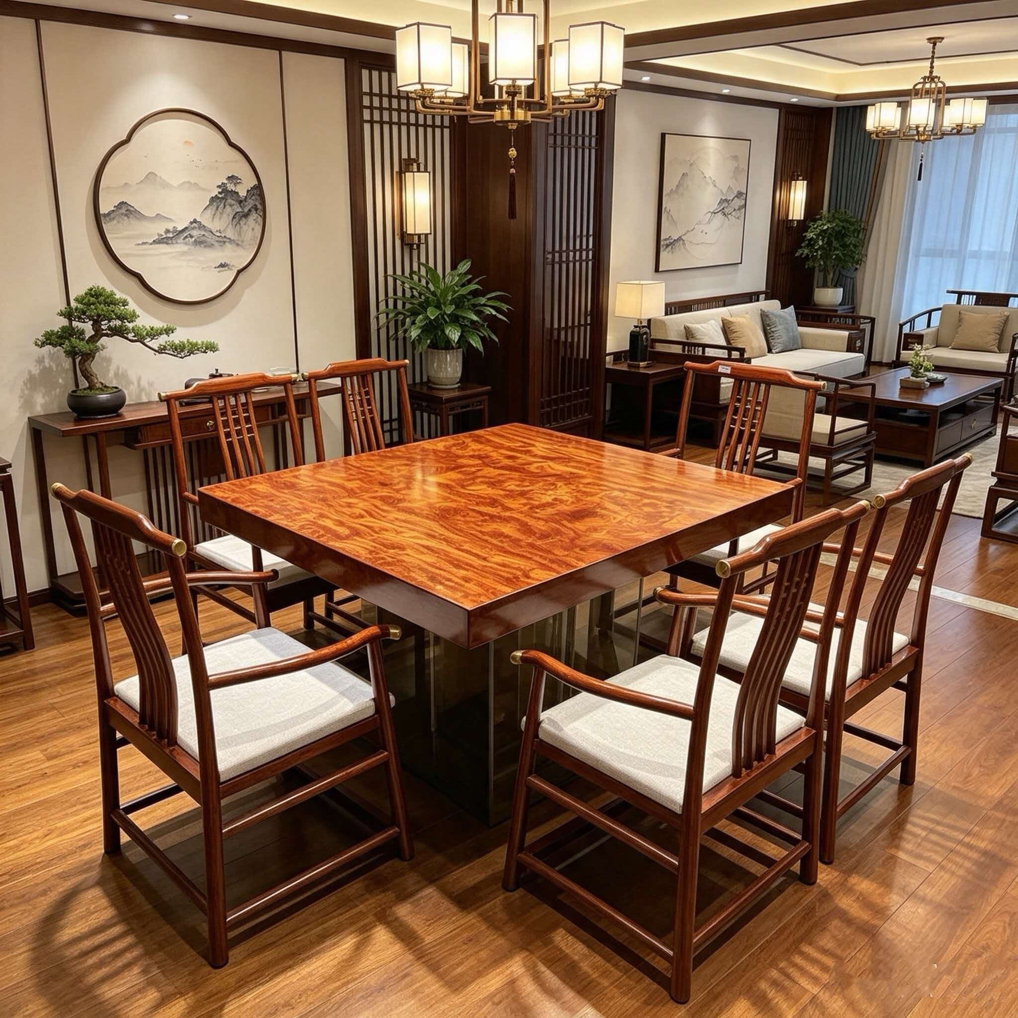 轻奢巴花办公桌原红木圆茶桌清仓