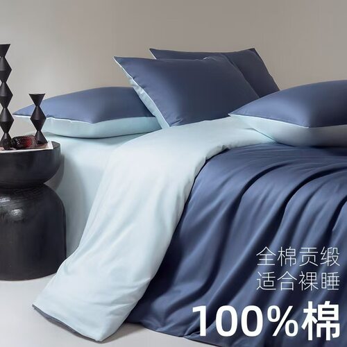 A类母婴级新疆长绒棉贡缎四件套100%全棉床单纯棉被套轻奢高级感
