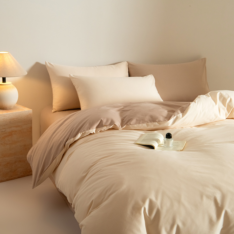 A类母婴级高支高密全棉贡绸磨毛床上四件套纯棉床单被套床笠加厚