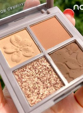 眼影盘novo超火ins四色便携小盘眼影眼线紫棕色系平价学生大地色