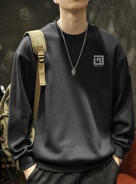 美式圆领卫衣男士年秋冬新款潮牌oersize韩系慵懒风宽松上衣