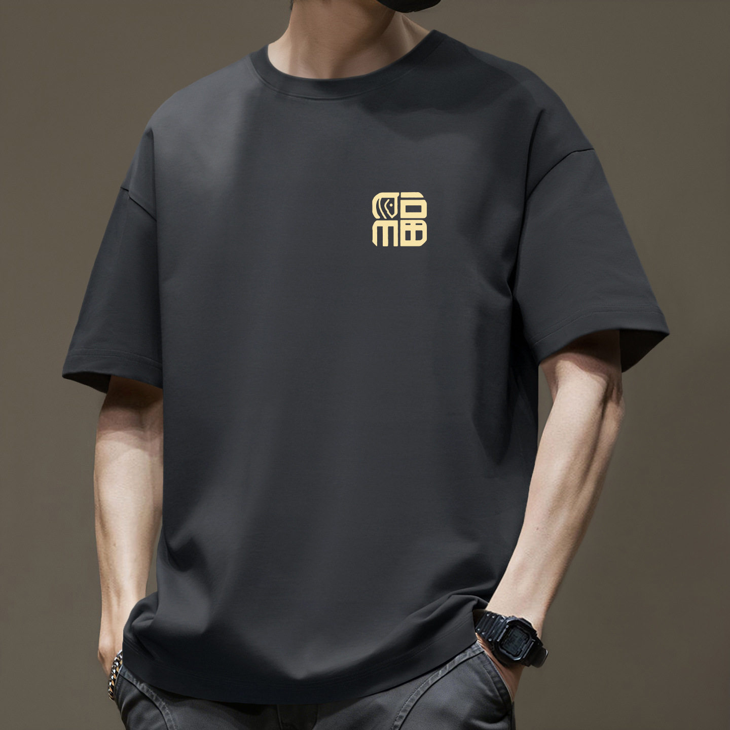 印花短袖T恤男2026夏季新款宽松纯棉薄款体恤休闲打底衫