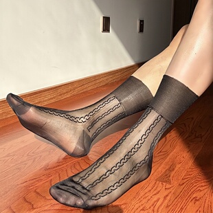 3双单底老式Y字形丝袜男透气薄款日系锦纶松口不卷边商务中筒袜