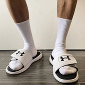 4双袜子男士 秋冬中筒纯白色毛巾底加厚长筒运动男生薄款 纯棉短袜