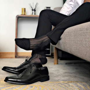 西装 透气绅士性感防臭正装 丝袜 日系商务锦纶丝袜长筒薄款 3双男士