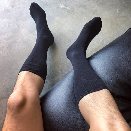 男士黑色长袜纯棉防臭吸汗商务袜