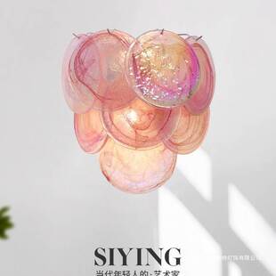 法式Murano穆拉诺少女心玻璃壁灯卧室床头过道复古轻奢装饰墙灯具