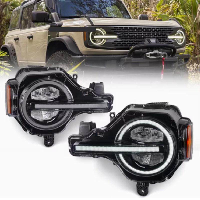 适用于21-23款福特烈马Bronco 猛禽版日行灯大灯总成改装赤酷车灯