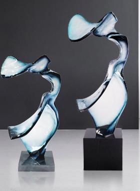 酒店大堂透明抽象摆件装饰会所客厅电视柜装饰品创意树脂工艺品