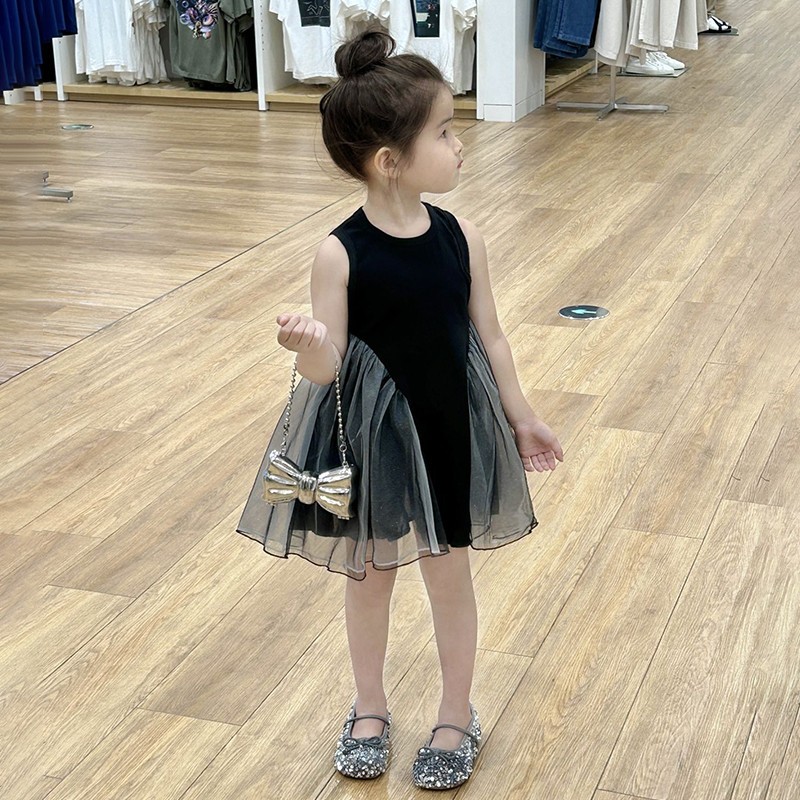女童2025夏季新款连衣裙儿童洋气拼纱蓬蓬裙高级感宝宝公主裙子