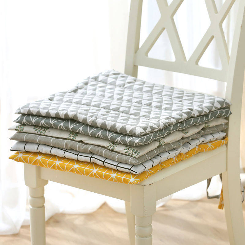 四季通用薄款棉麻坐垫椅垫餐椅办公室椅垫子学生座垫布艺凳子坐m