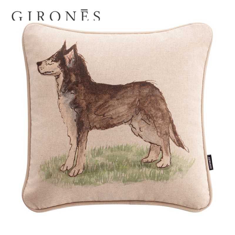 GIRONES进口棉涤双面印花雪地犬宠物系列客厅卧室现代卡通抱枕
