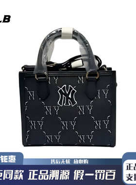 MLB 纽约洋基队25FW满标老花合成材料单肩斜挎手提包迷你女款黑色