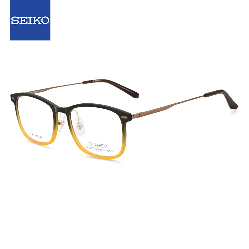 精工男女全框钛+板材商务眼镜架