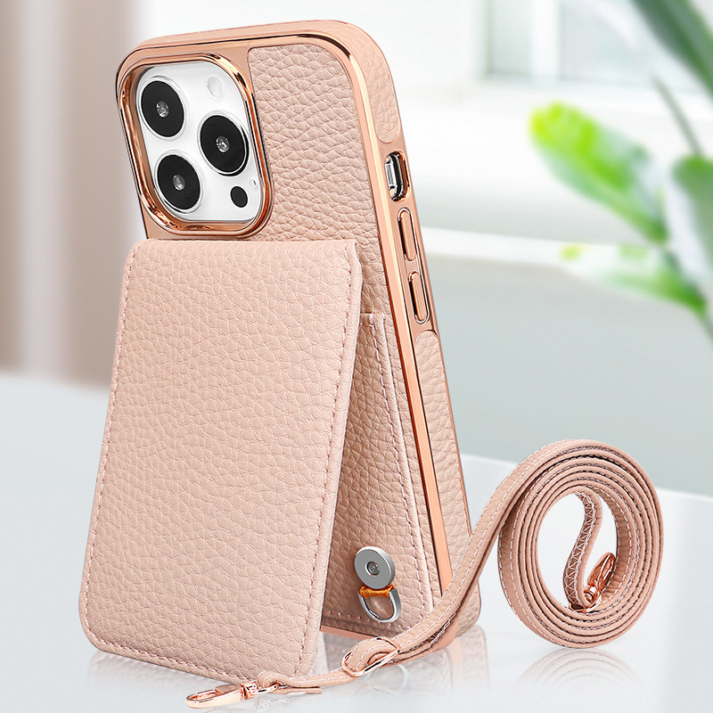 适用于iphone15手机壳挂绳高级感苹果16promax保护套零钱包14斜挎可调节13女款背包式个性小众插卡多功能