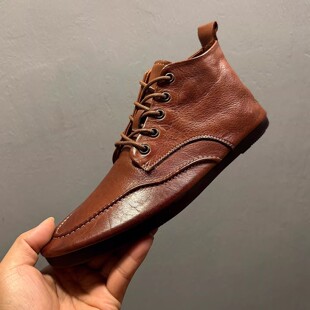 高端马皮高帮鞋男新款英伦风马丁靴男款软皮软底工装皮鞋防护鞋