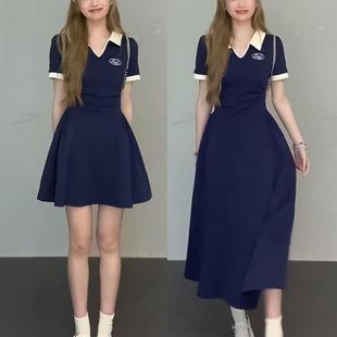 微胖MM遮肚子减龄显瘦多巴胺长裙子 大码 polo连衣裙女装 夏季 2025款