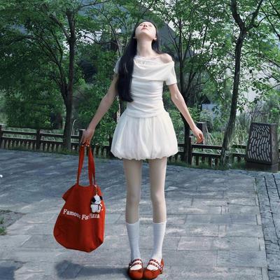 辣妹套装女夏2025新款芭蕾风T恤花苞裙小个子夏日ootd穿搭一整套