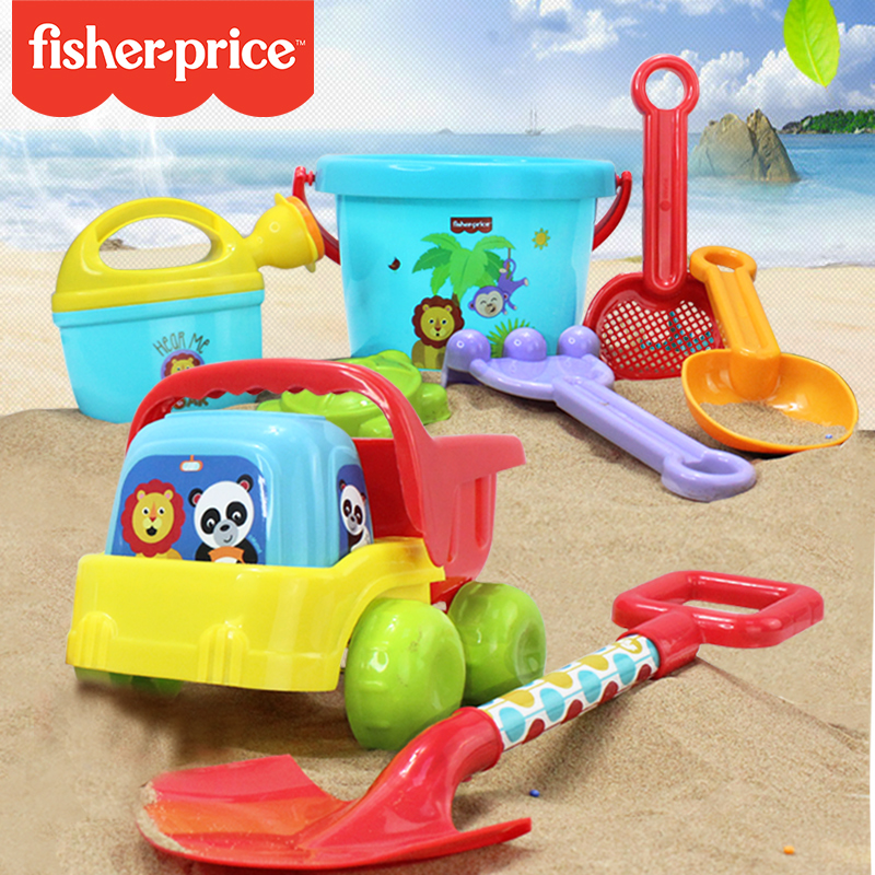费雪儿童沙滩玩具铲子花洒挖沙桶套装宝宝洗澡挖沙决明子沙室内-封面