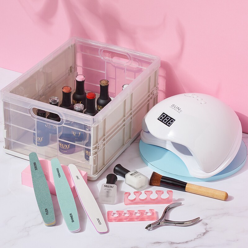 木兮MUXI美甲套装全套初学者家用新手做指甲油胶收纳箱光疗机烤灯
