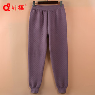 中老年人女士轻便保暖裤收口裤脚三层夹棉纯棉妈妈内穿中厚秋裤冬