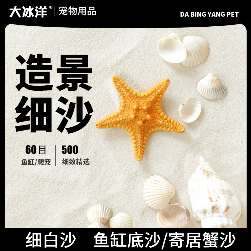 鱼缸白细沙珊瑚砂鱼缸装饰造景海缸三湖慈鲷鱼寄居蟹底沙化妆沙