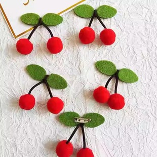 纱帘窗帘装饰配件小饰品可爱红色小樱桃带别针配饰点缀小饰品