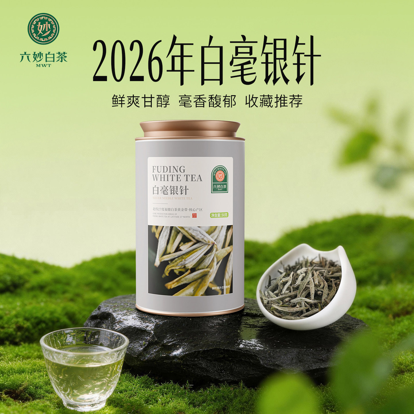 【现货】六妙白茶2026年一级白毫银针新茶福鼎白茶高山茶叶散罐装