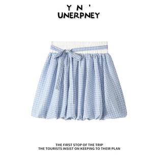 格子裙裤子休闲阔腿裤短裤女夏季2025新款松弛感宽松小个子半身裙