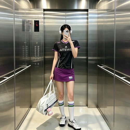 女夏速干显瘦防走光羽毛球套装