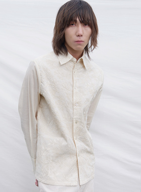 周深跨年晚会同款DDCHENG双层刺绣纯棉尖领衬衫长袖 ddcheng