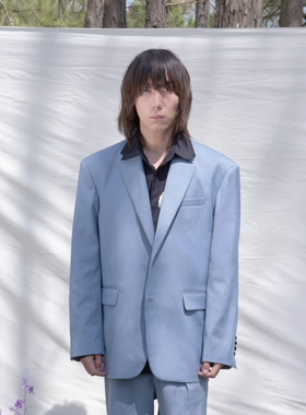 DDCHENG原创小众2021灰蓝色长袖廓形立体休闲西装外套 dd cheng