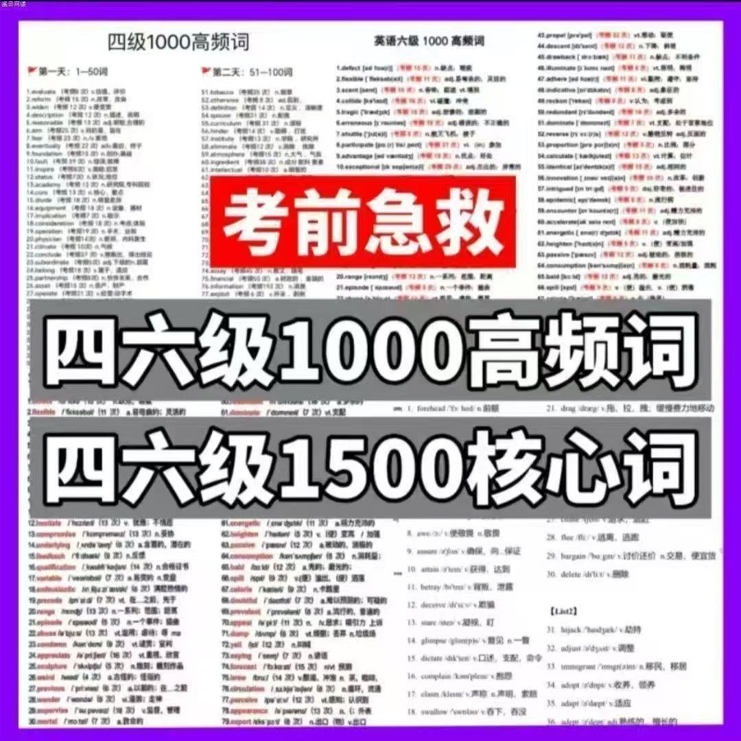 2025英语四六级1000高频词·四六级1500核心词资料电子版素材