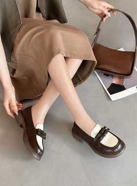 玉蝶儿厚底乐福鞋英伦风粗跟单鞋3243Y8600C