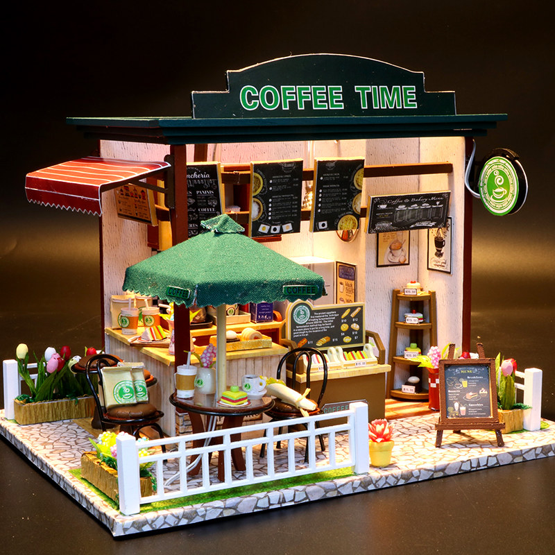 diy小屋咖啡屋手工制作房子别墅拼装模型屋蛋糕店解闷生日礼物女