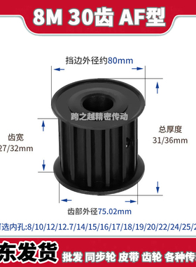 BLA188M30齿250槽宽27/32AF型两面平S45C碳钢同步轮300内孔8-28mm