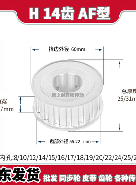 ATPA/EAL现货同步带轮H14槽宽21/27AF型075两面平100内孔8-30mm