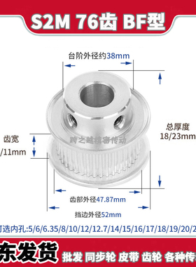 EBC/HTPA S2M76齿宽7/11 BF型060带凸台阶 100同步带轮内孔5-20mm
