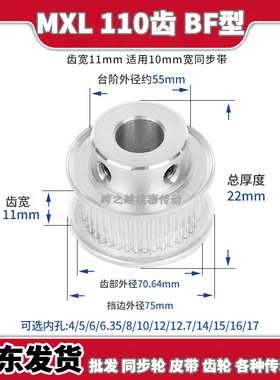 EAC/ATP现货同步带轮MXL110齿宽11BF型037带台阶梯形齿内孔8-14mm