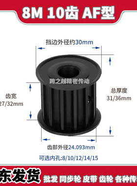 BLA188M10齿250槽宽27/32AF型两面平S45C碳钢同步轮300内孔6/8/10