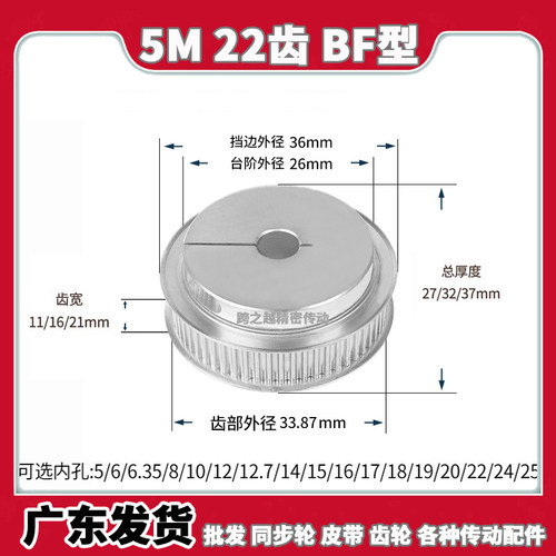 同步轮5M22齿宽11/16/21夹持夹紧型抱紧式HTCPA/EDA01内孔5-16mm