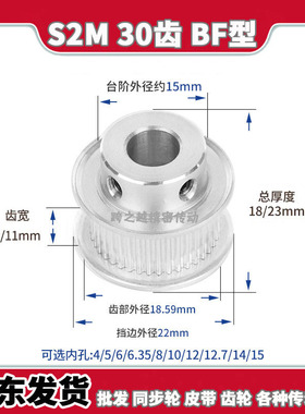 EBC/HTPAS2M30齿宽7/11BF型K型060带凸台阶100同步带轮内孔4-15mm
